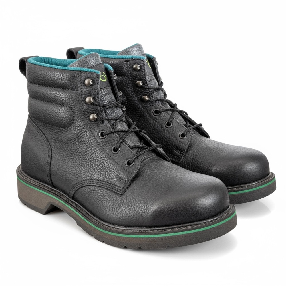 Hy-Test FootRests Black Leather men’s steel toe‎  work construction boot shoe 9
